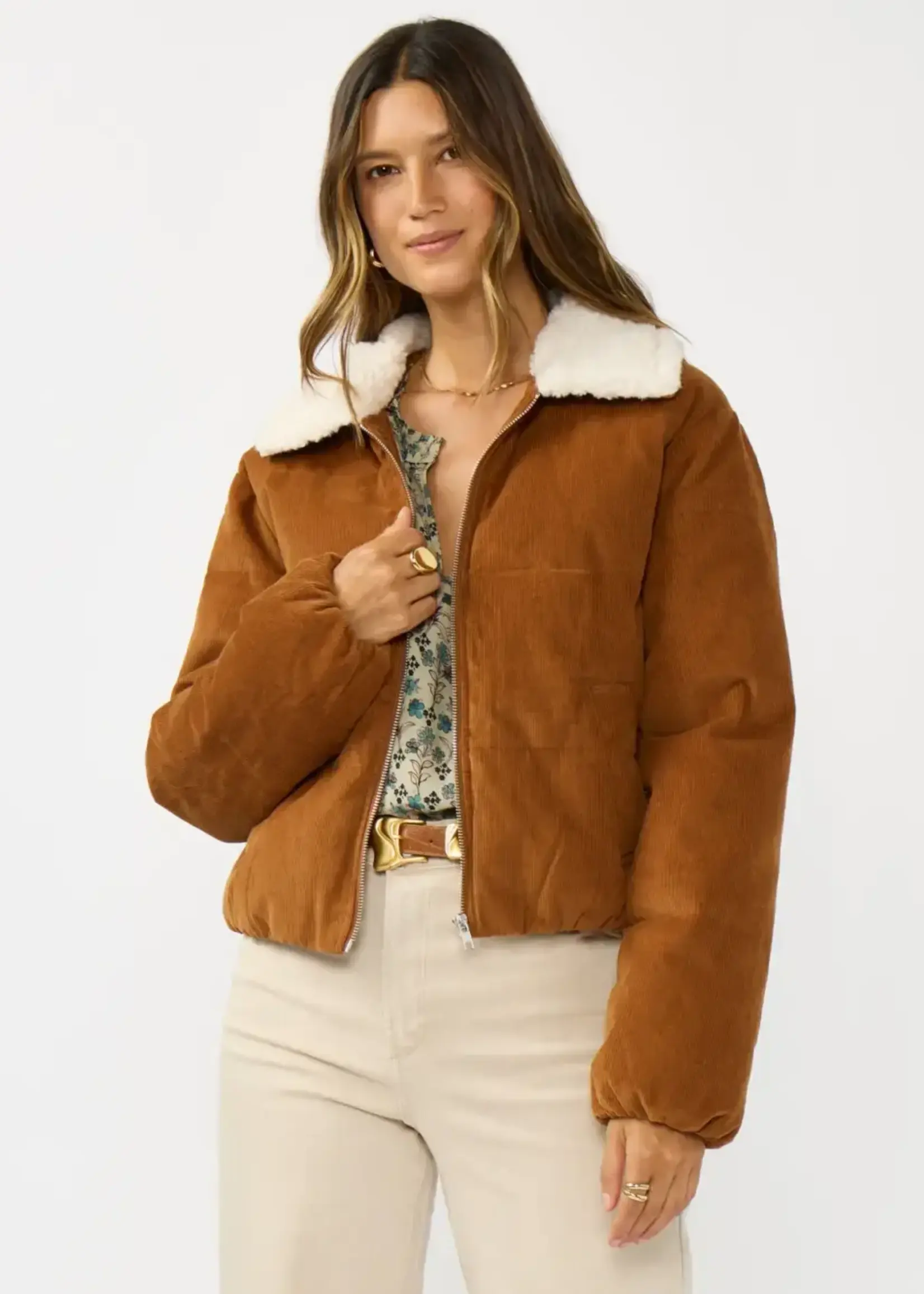 LeBLANC finds Corduroy Puffer Jacket with Sherpa Collar