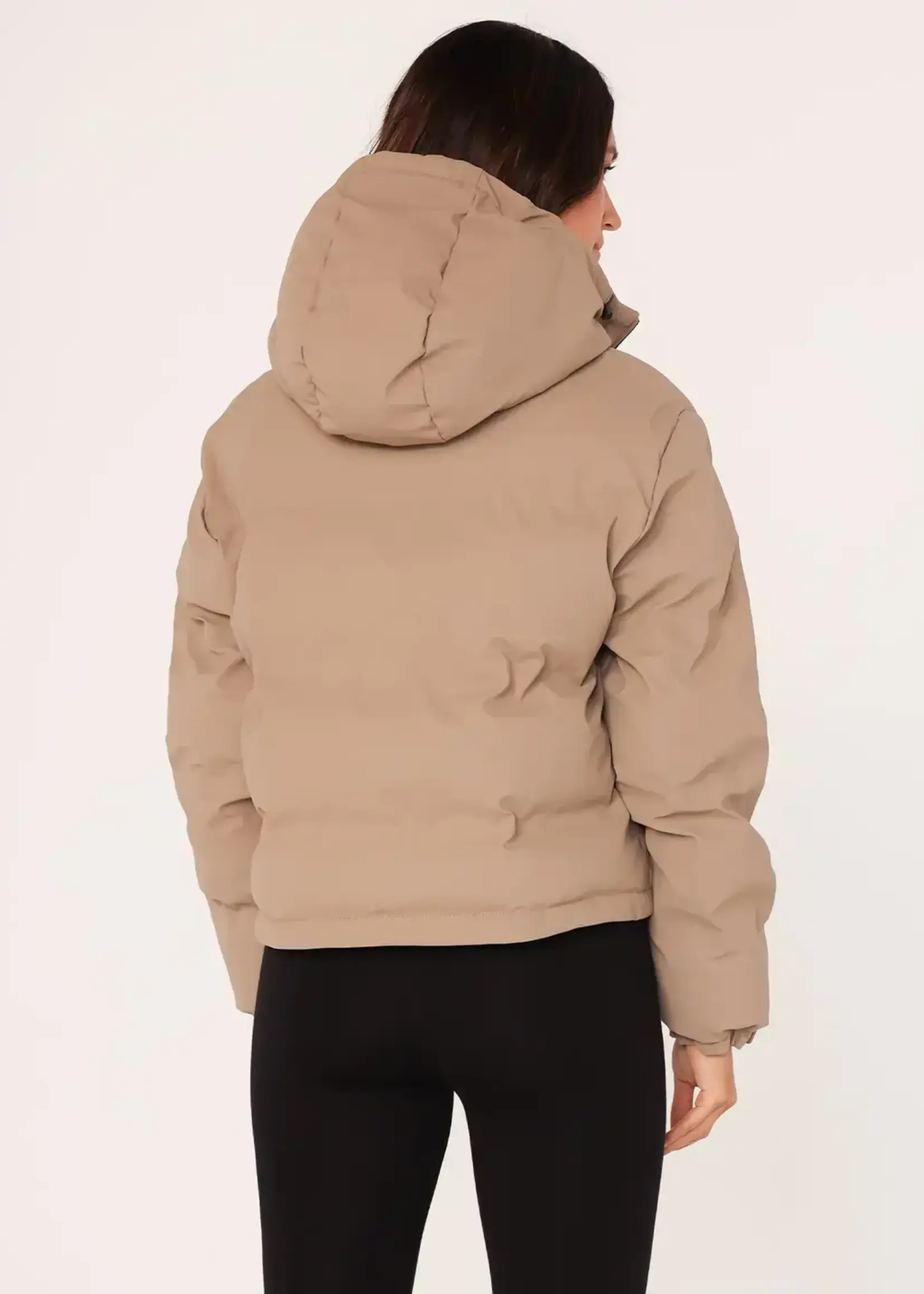 LeBLANC finds Hooded Coated Fabric Crop Puffer