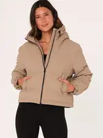 LeBLANC finds Hooded Coated Fabric Crop Puffer