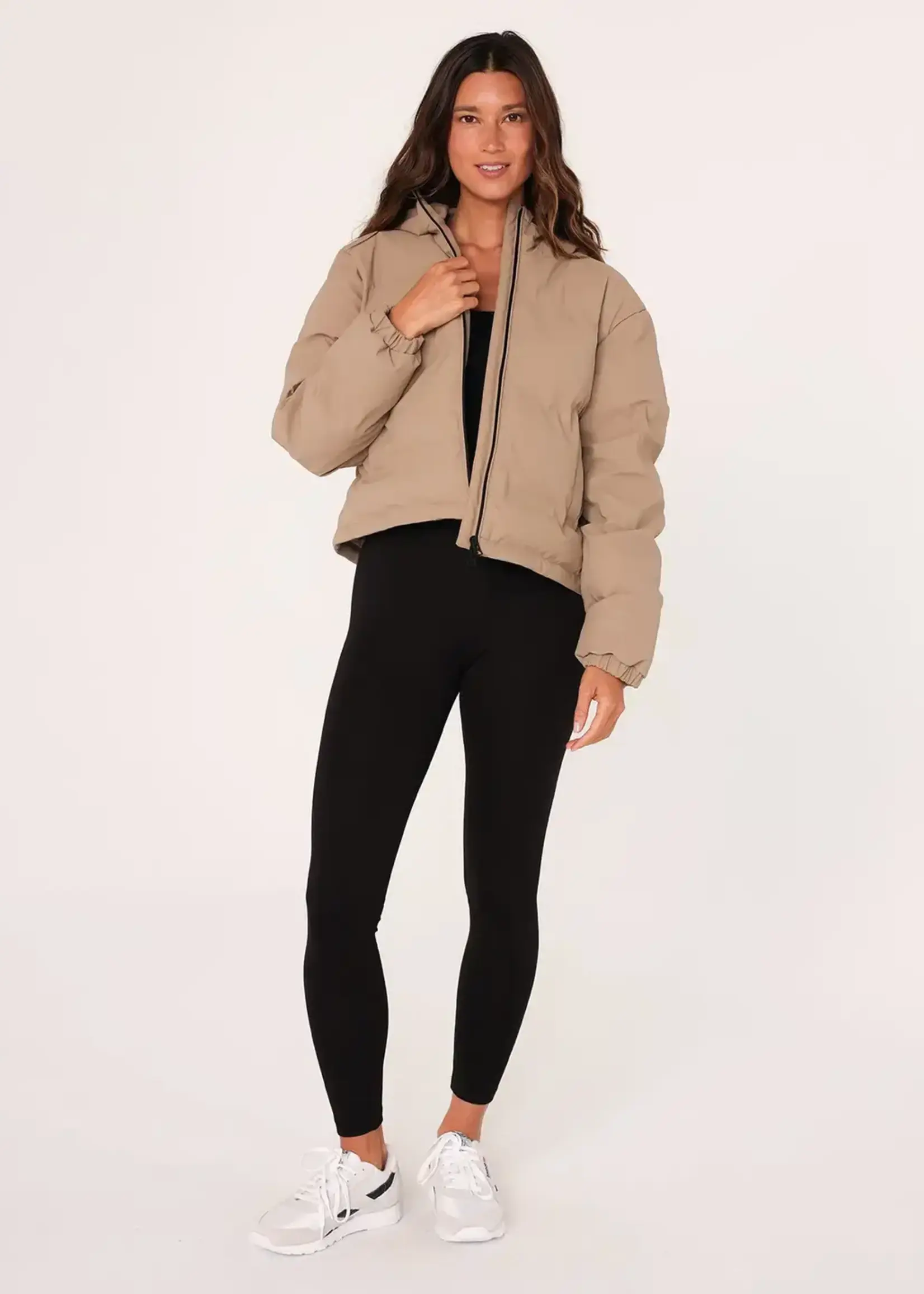 LeBLANC finds Hooded Coated Fabric Crop Puffer