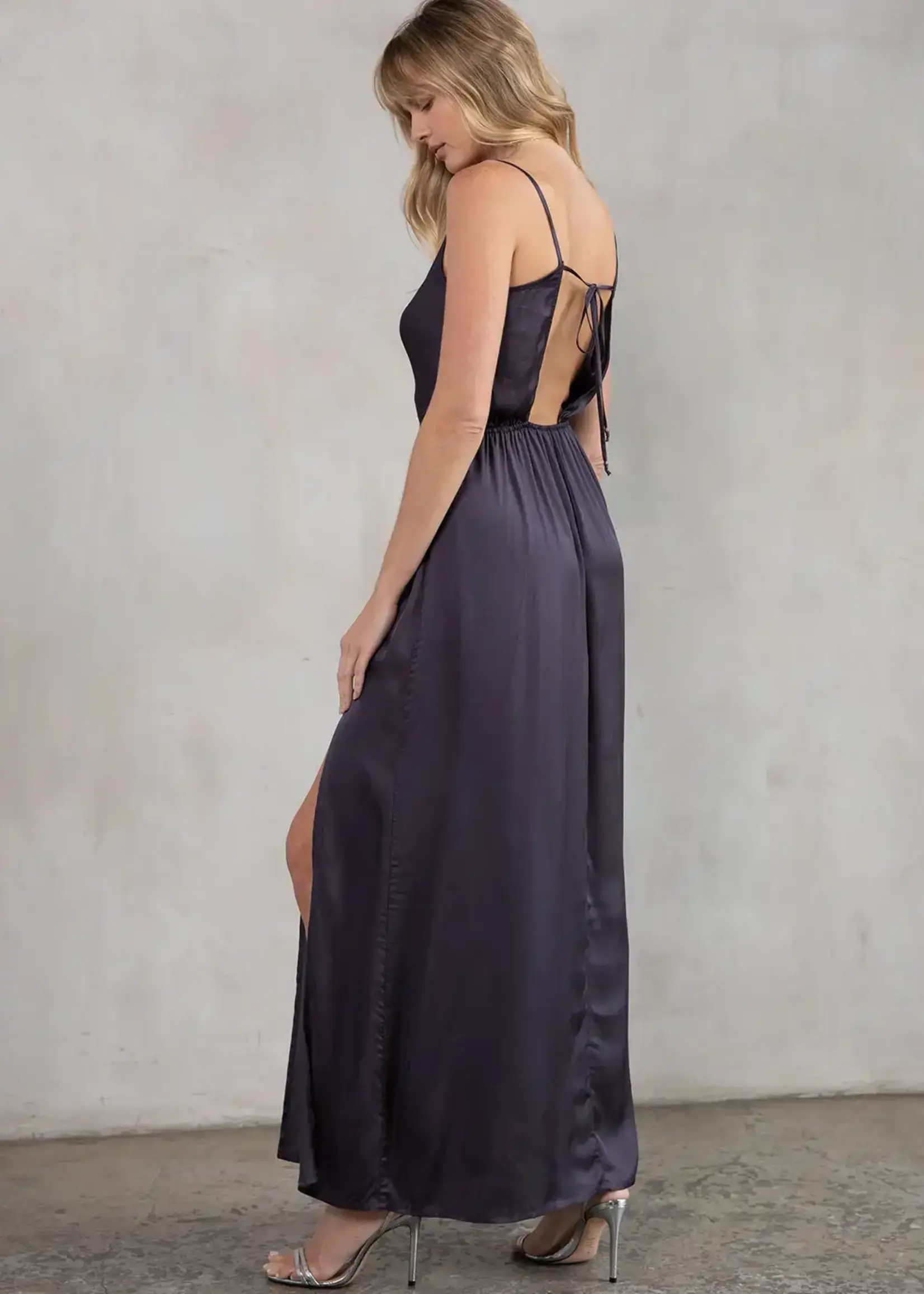 LeBLANC finds Silky Cowl Neck, Open Back Dress
