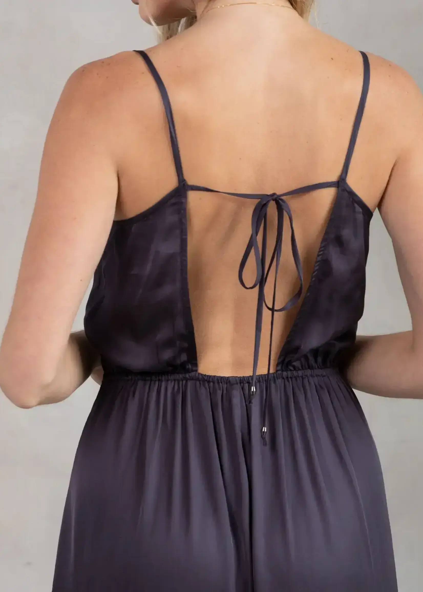 LeBLANC finds Silky Cowl Neck, Open Back Dress