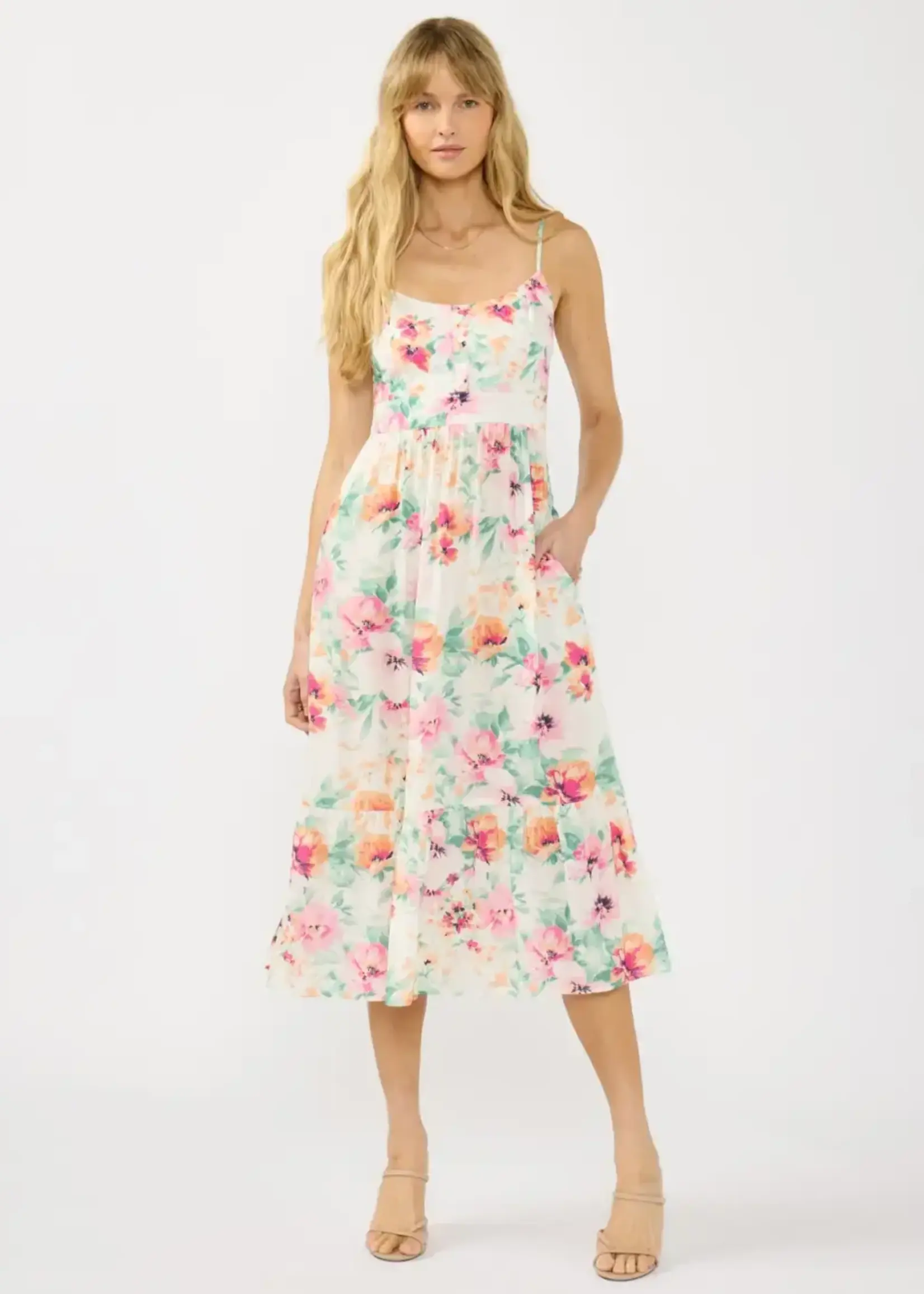 LeBLANC finds Floral Quilted Midi Dress