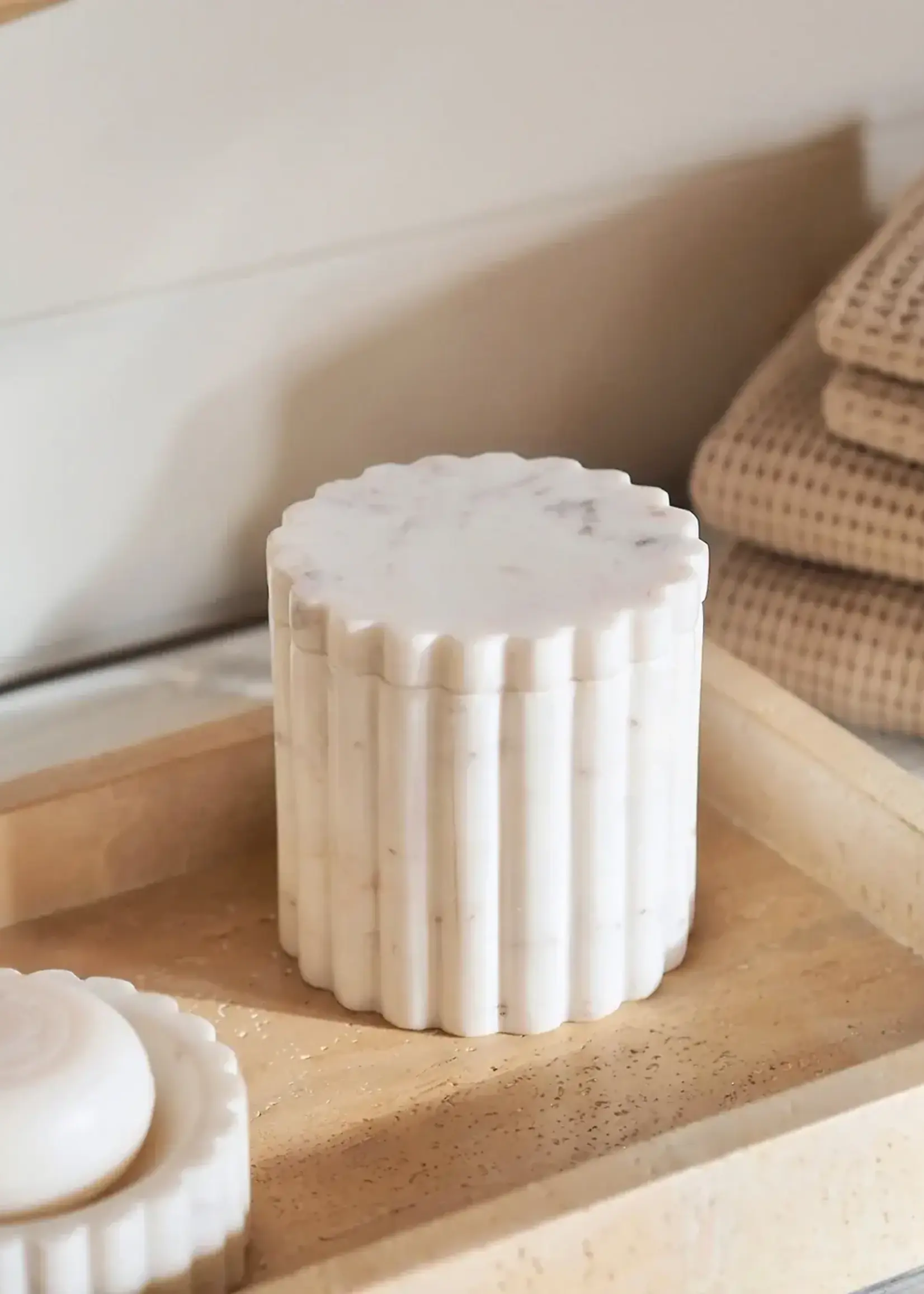 LUXE B CO White Marble Fluted Jar