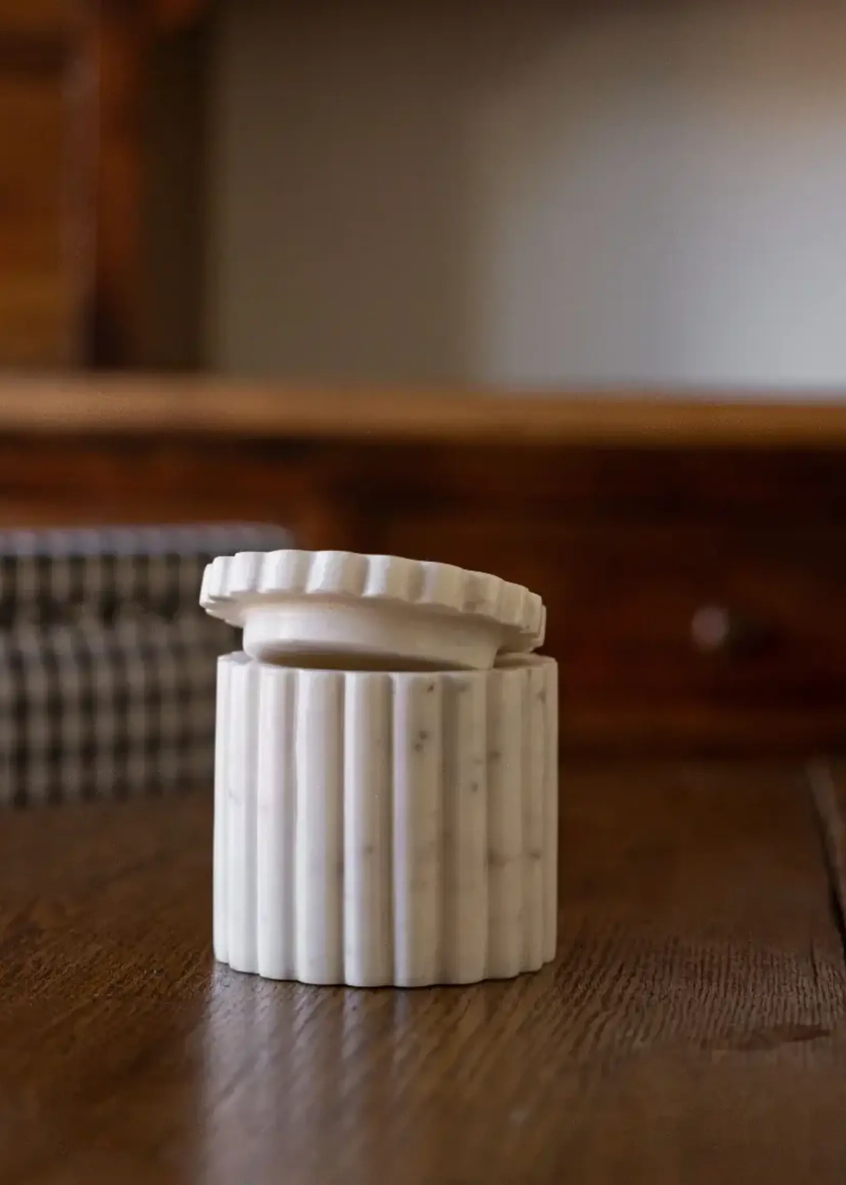 LUXE B CO White Marble Fluted Jar