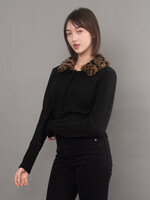 RD STYLE ATALANTA LEOPARD COLLAR CARDIGAN
