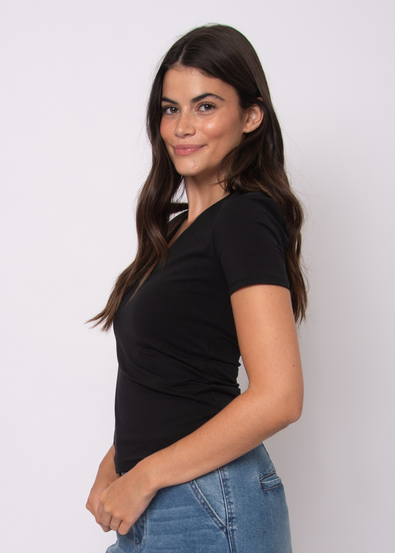 RD STYLE VALENNA COTTON CORE SS DEEP V-NECK