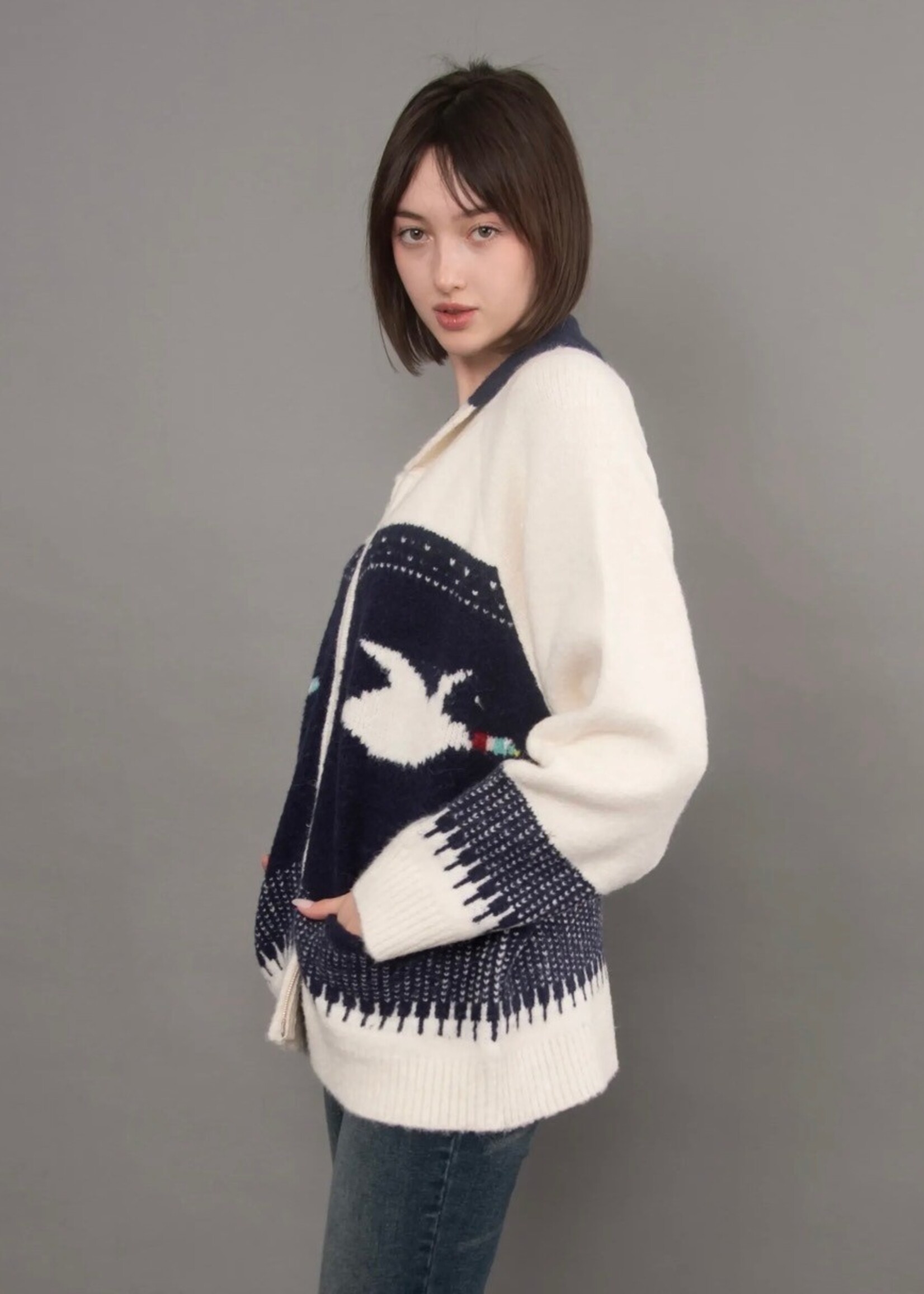 RD STYLE Taji Raglan Sleeve Shawl Collar Cardigan