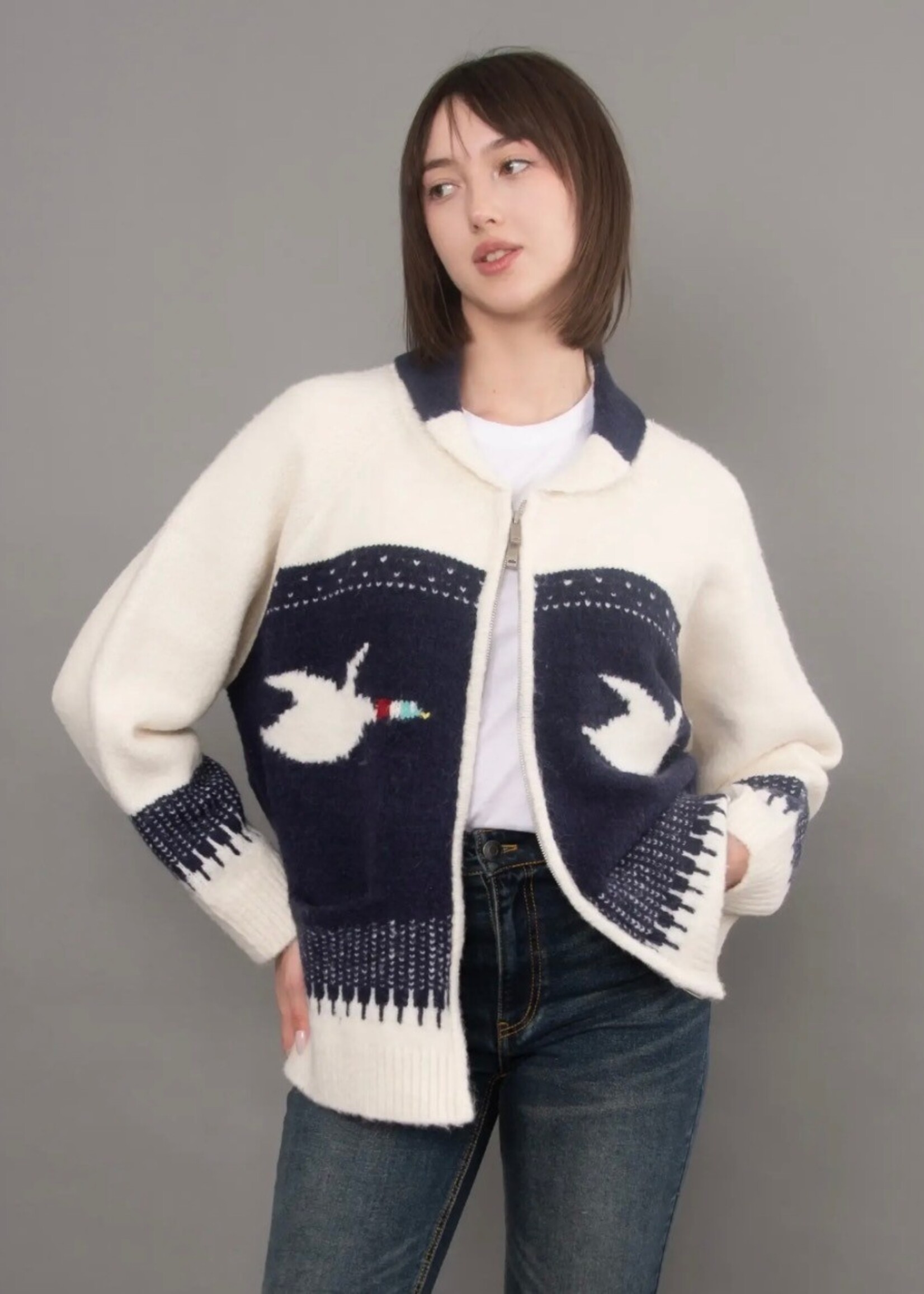 RD STYLE Taji Raglan Sleeve Shawl Collar Cardigan