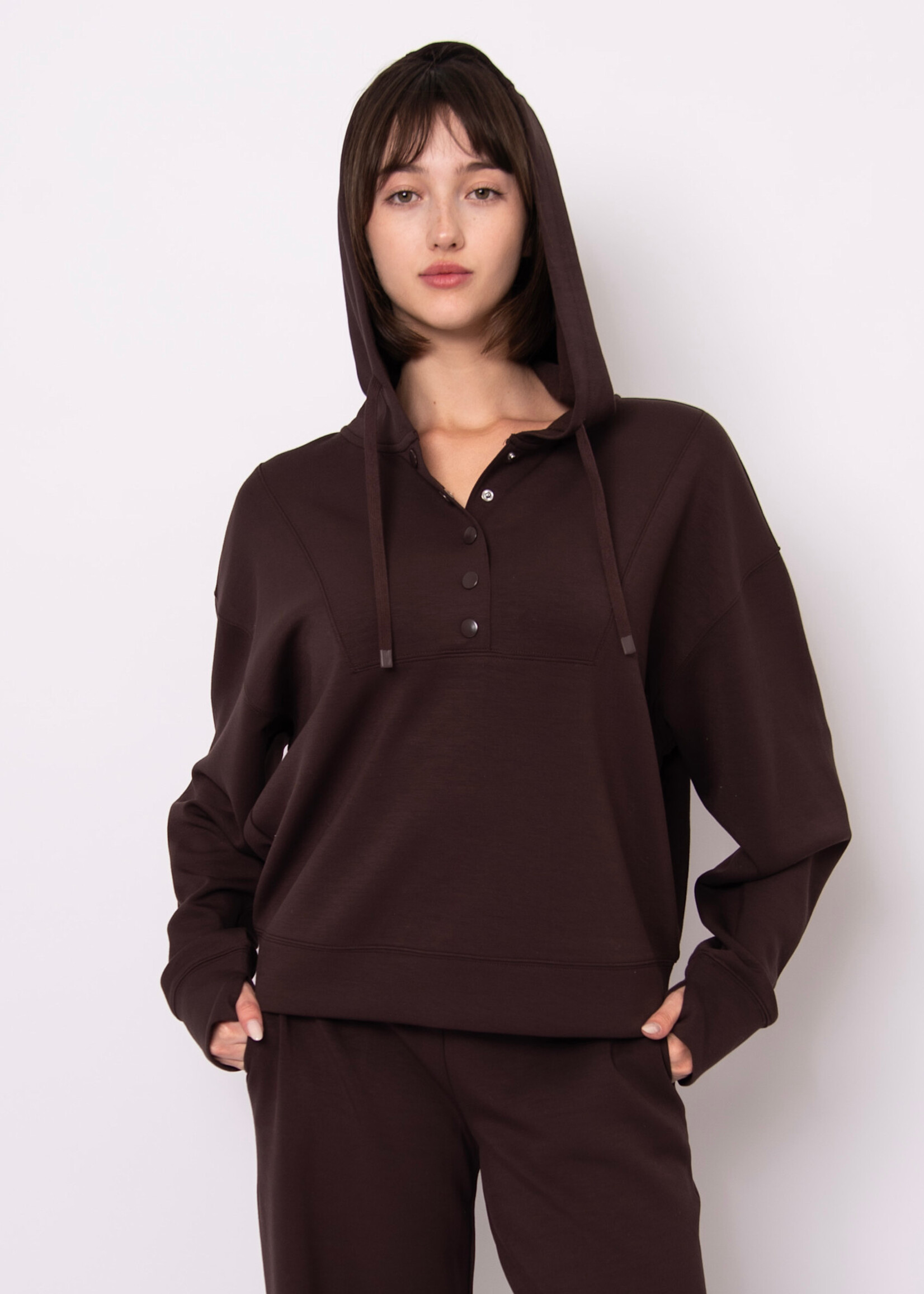 RD STYLE SALLIE SOFT KNIT LS SNAP FRONT HOODIE