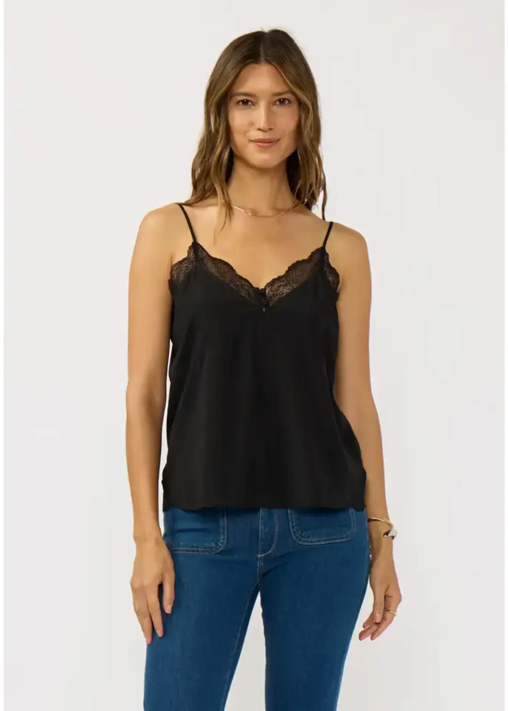 lovestitch Lace Trim Button Cami Top