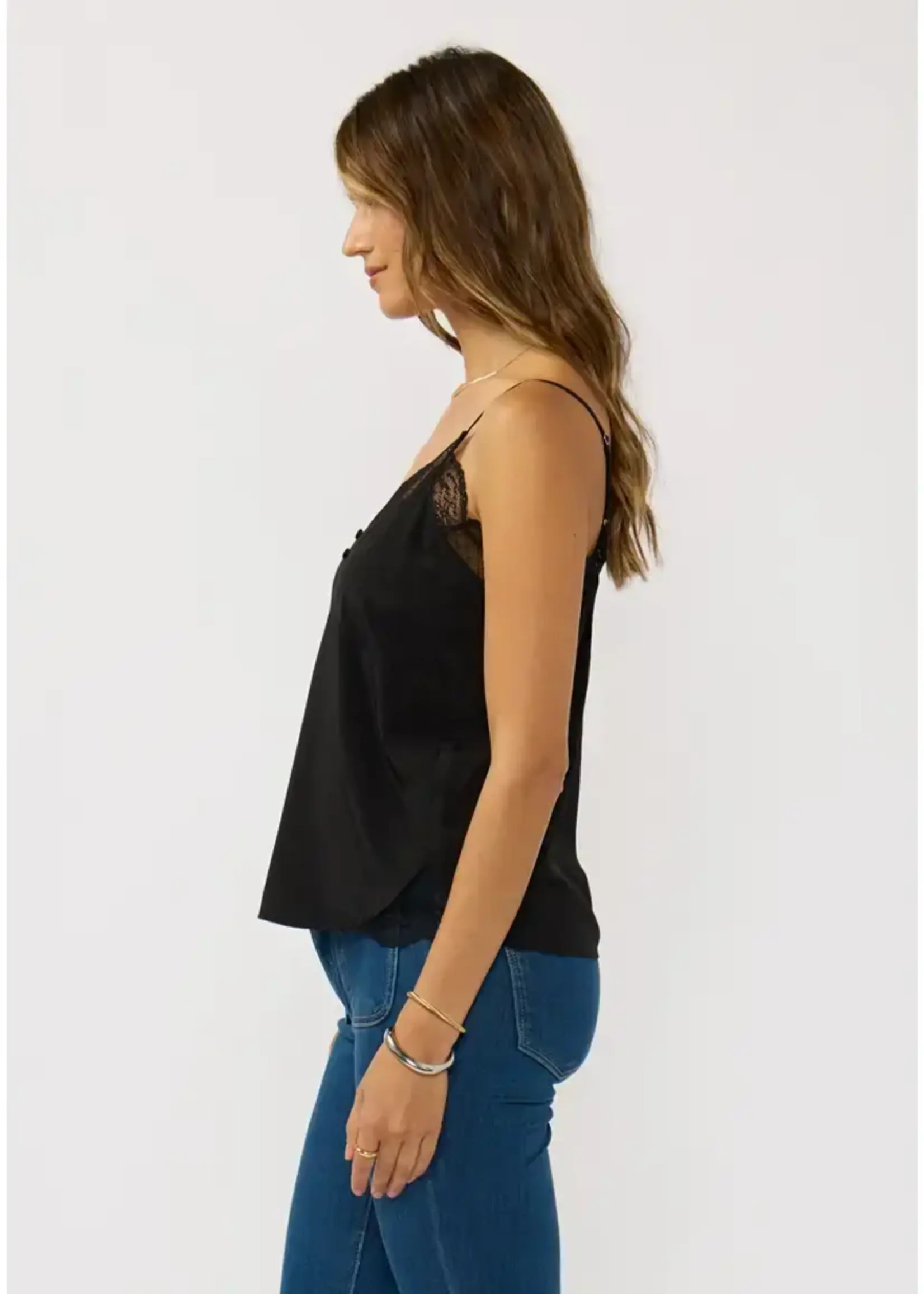 lovestitch Lace Trim Button Cami Top