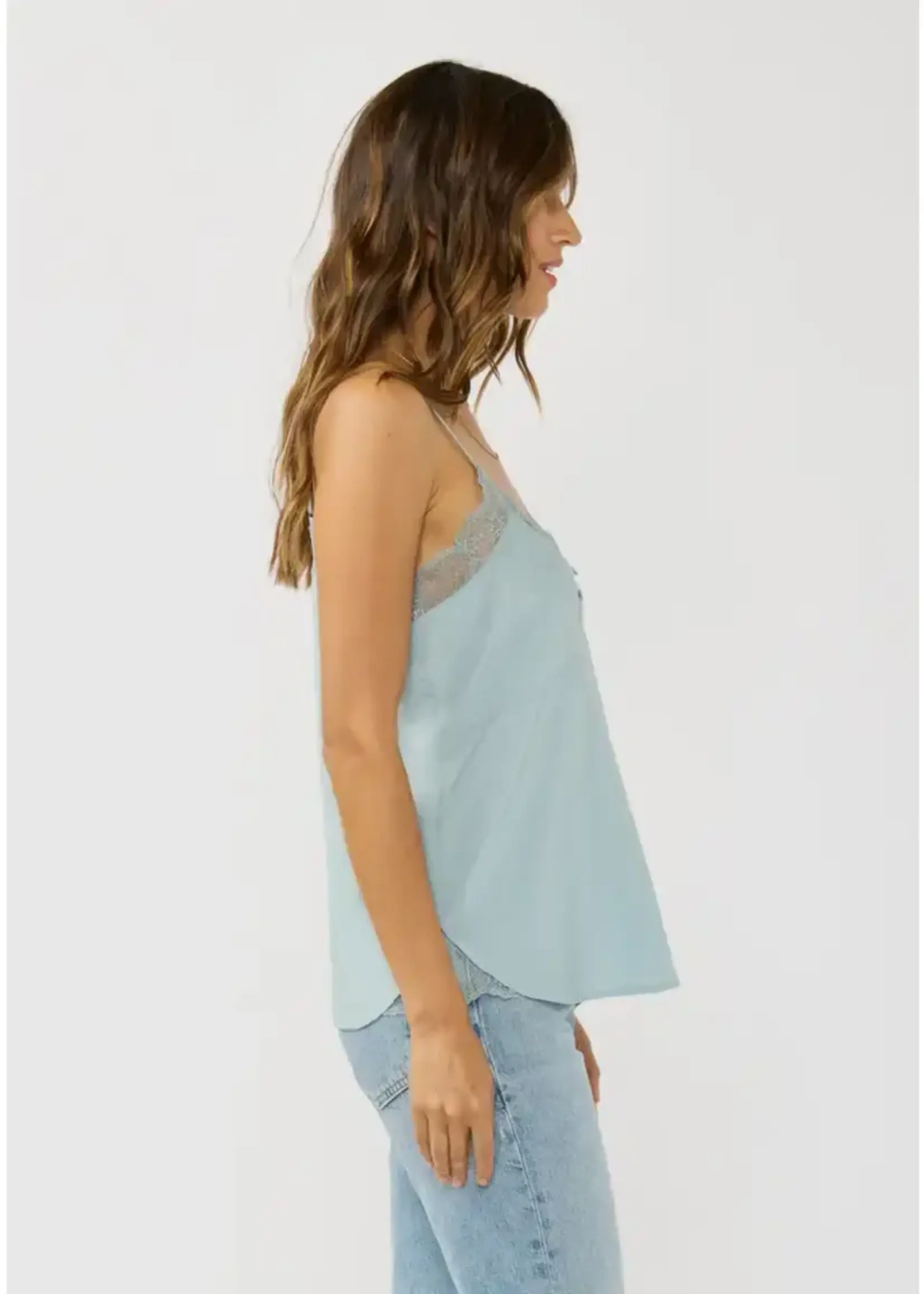 lovestitch Lace Trim Button Cami Top