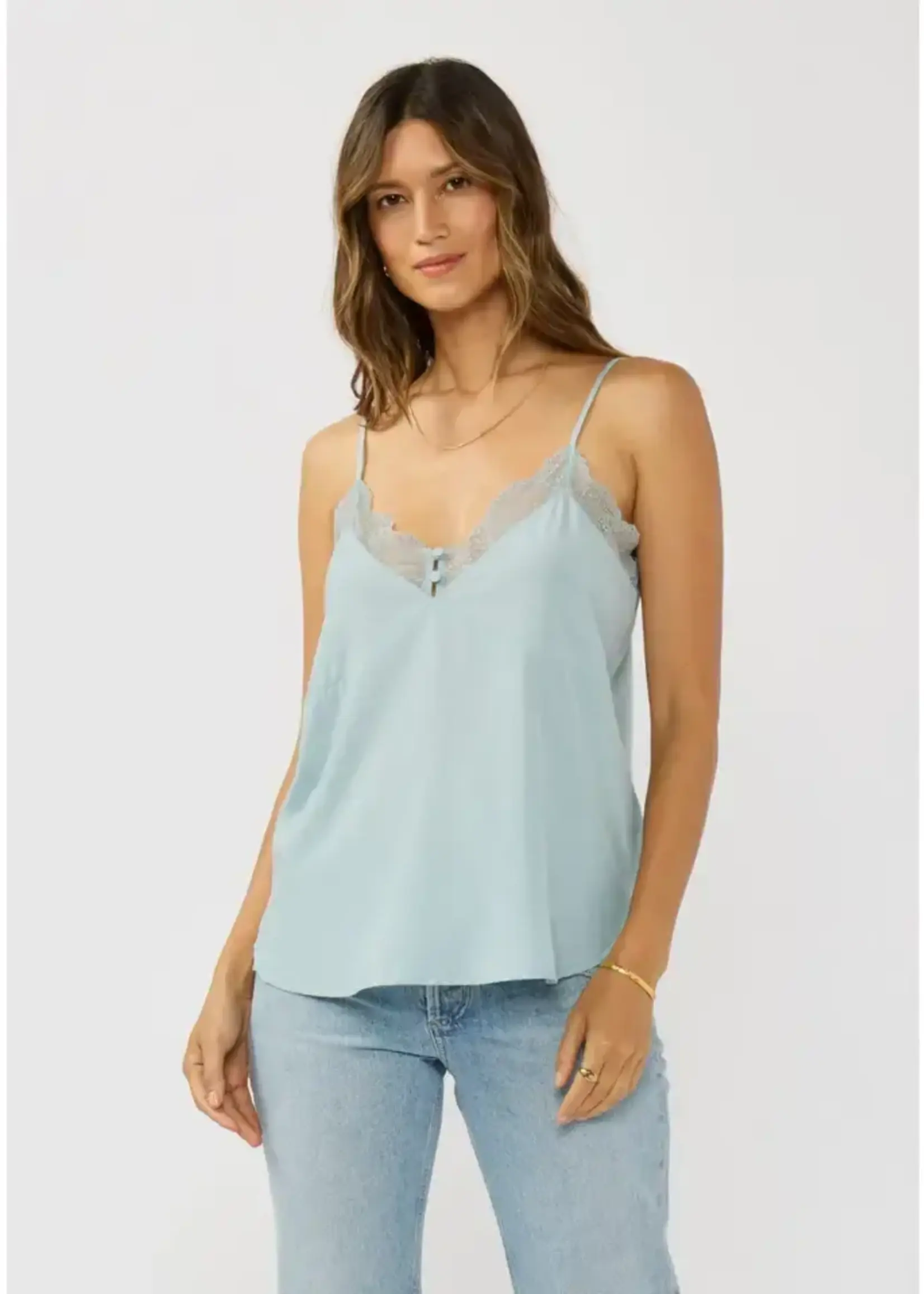 lovestitch Lace Trim Button Cami Top