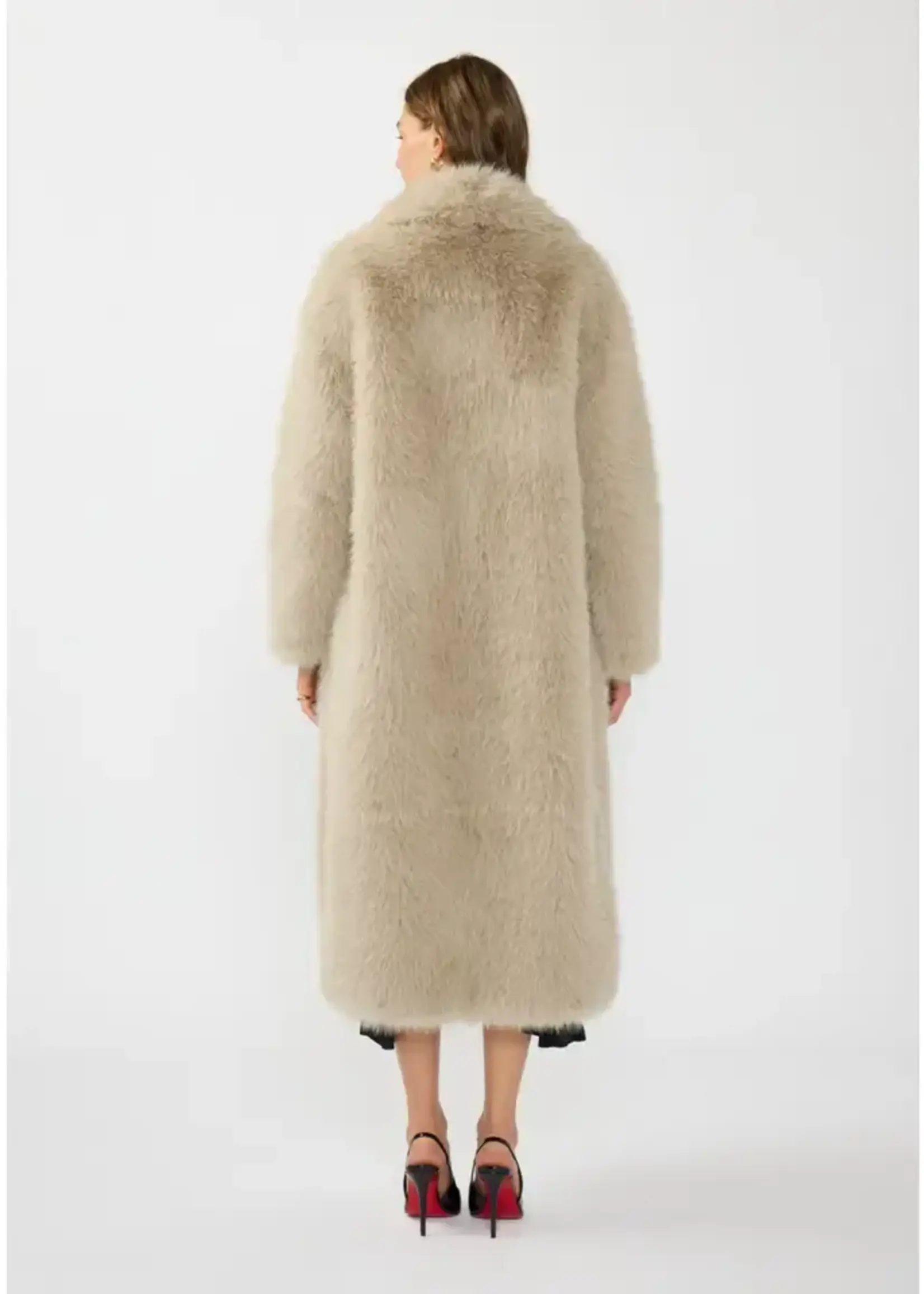 lovestitch Long Faux Fur Coat with Side Slits