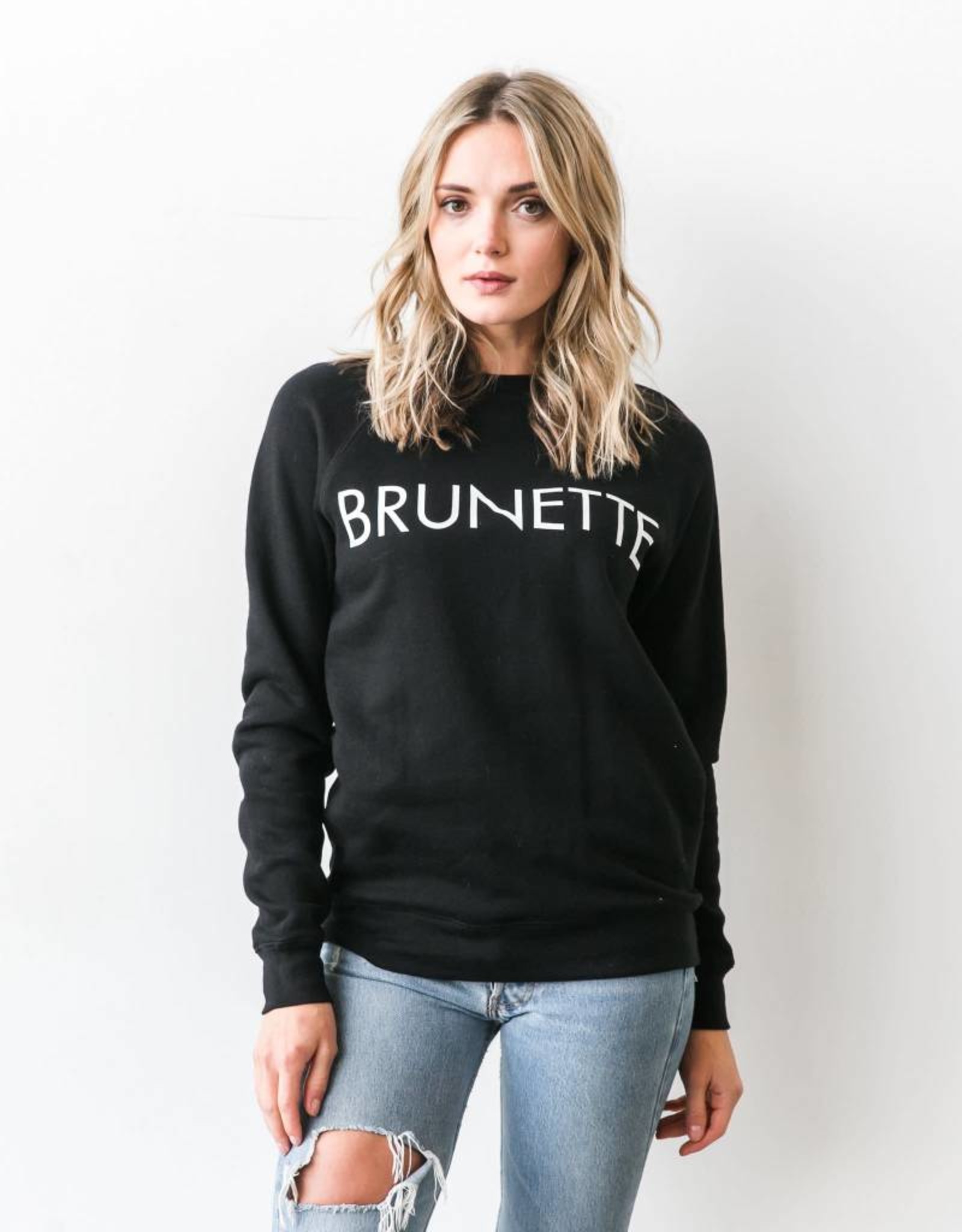 brunette sweatshirt