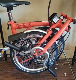 Brompton C Line 6 Speed M Handlebar, Fire Coral -  Battery Lighting, Extended Seatpost, Brooks Cambium Saddle