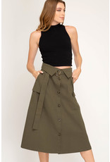 The Ritzy Gypsy LIMELIGHT Paperbag Midi Skirt with Belt