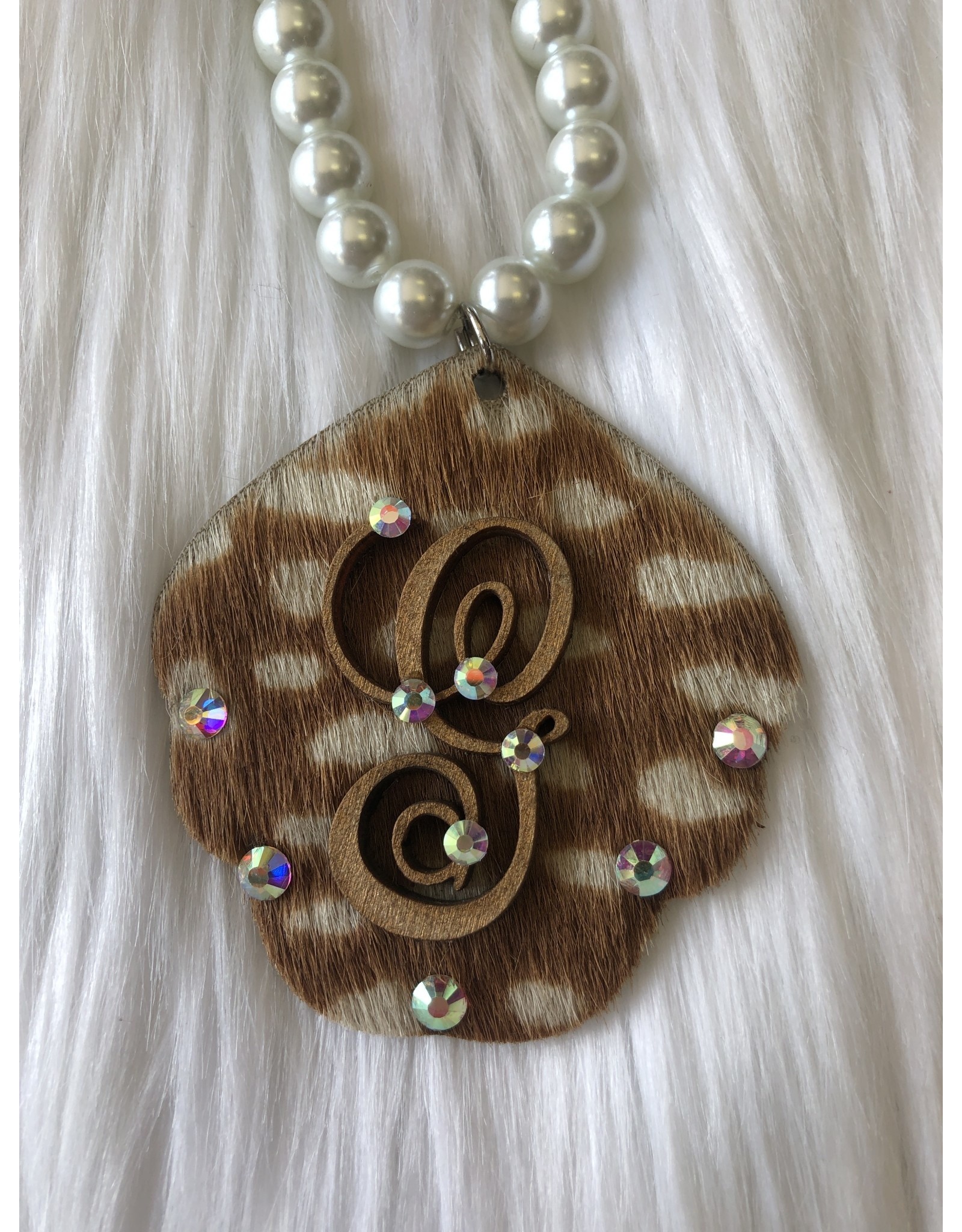 The Ritzy Gypsy NAME IT Cow Hide Pearl Initial Necklace