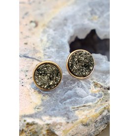 LA3accessories Charcoal Druzy Studs