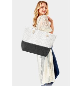 Wona Black & White Straw Tote