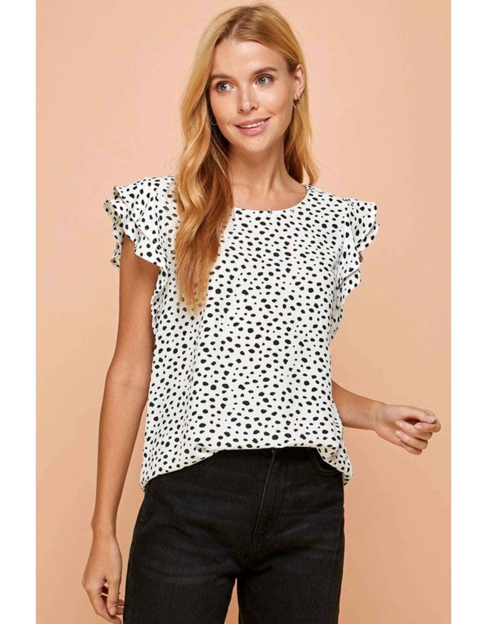 Les Amis Ivory Spotted Blouse
