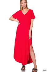 Zenana Premium Brushed Ruby Maxi Dress