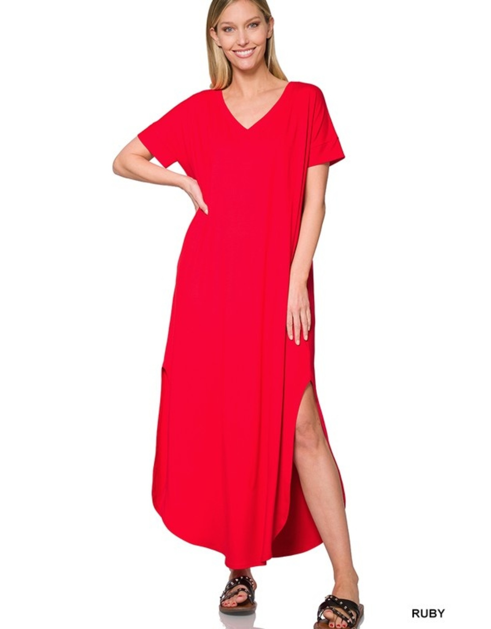 Zenana Premium Brushed Ruby Maxi Dress