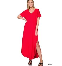 Zenana Premium Brushed Ruby Maxi Dress