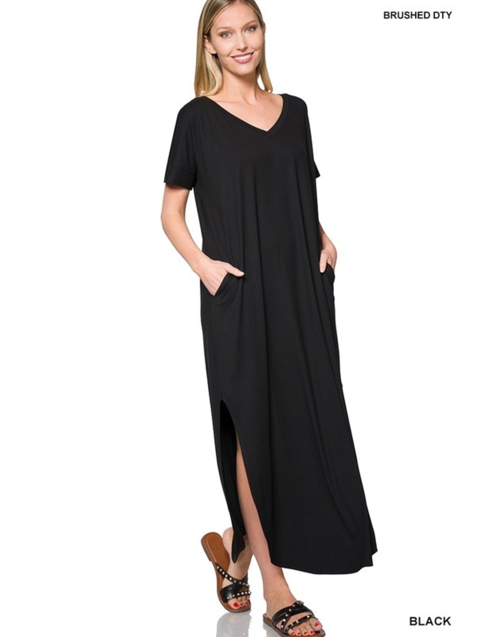 Zenana Premium Brushed Black Maxi Dress