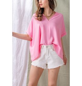 Cherry Cloth Pink Oversized V Blouse