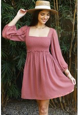 ninexis Dried Rose Swiss Dotted Dress