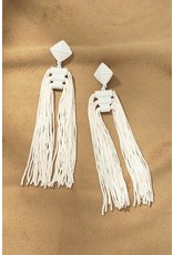 LA3accessories White Tassel Cord Earrings