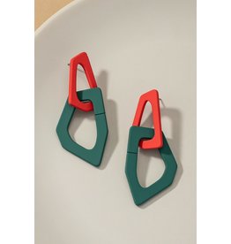 LA3accessories Red/Green Link Earrings