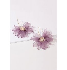 Lavender Alloy Flower Earrings