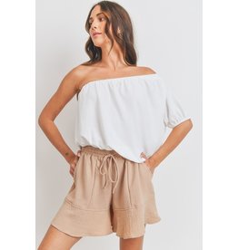 One Shoulder Off White Blouse