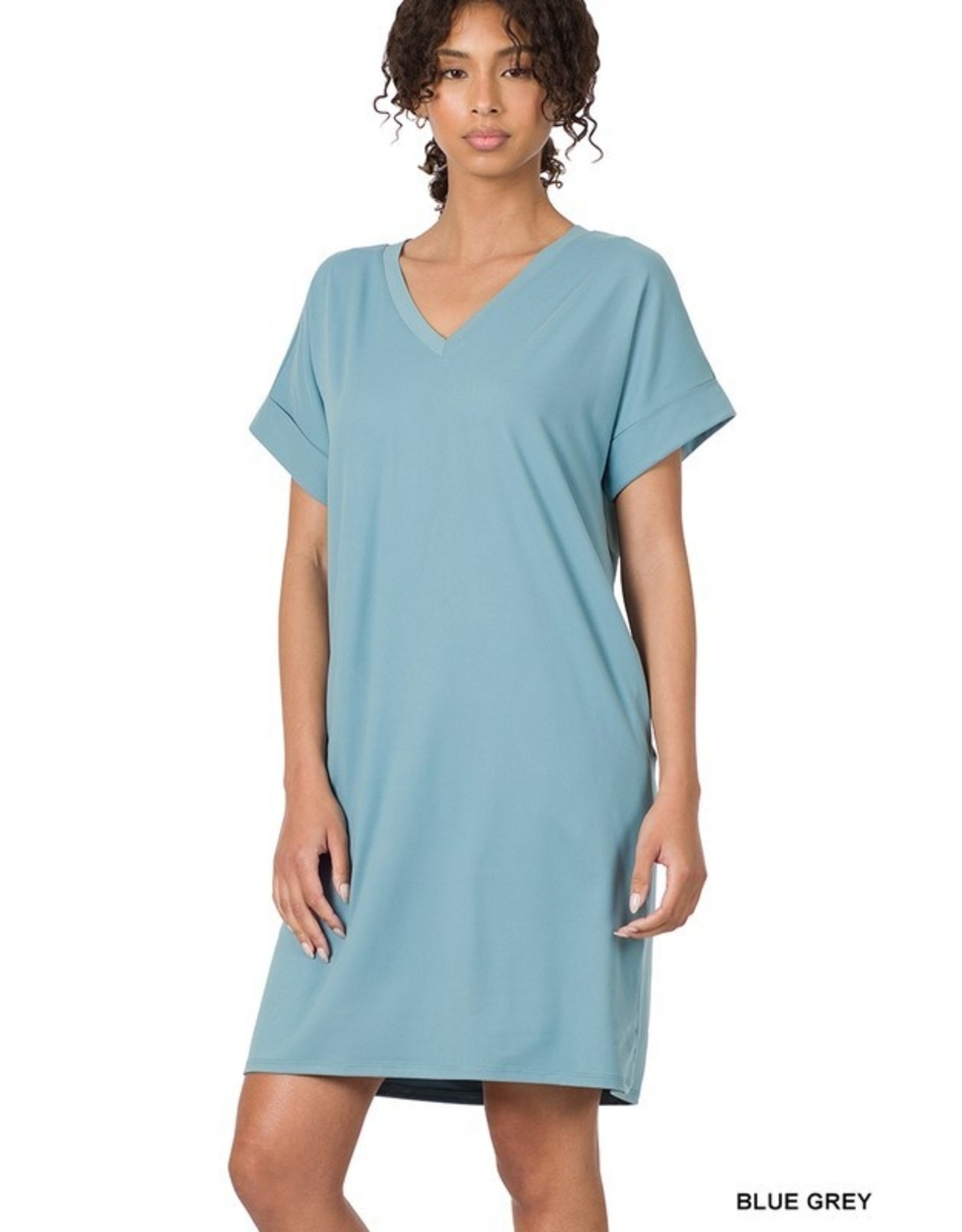 Zenana Premium Blue Grey Brushed Tshirt Dress