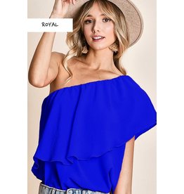 BiBi Cobalt One Shoulder Blouse