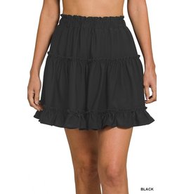 Zenana Premium Black Layered Mini Skirt
