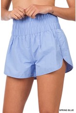 Zenana Premium Spring Blue Windbreaker Shorts
