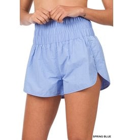 Zenana Premium Spring Blue Windbreaker Shorts