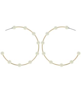White Dotted Gold Hoops