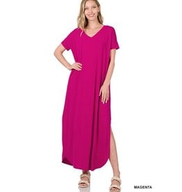 Zenana Premium Brushed Magenta Maxi Dress