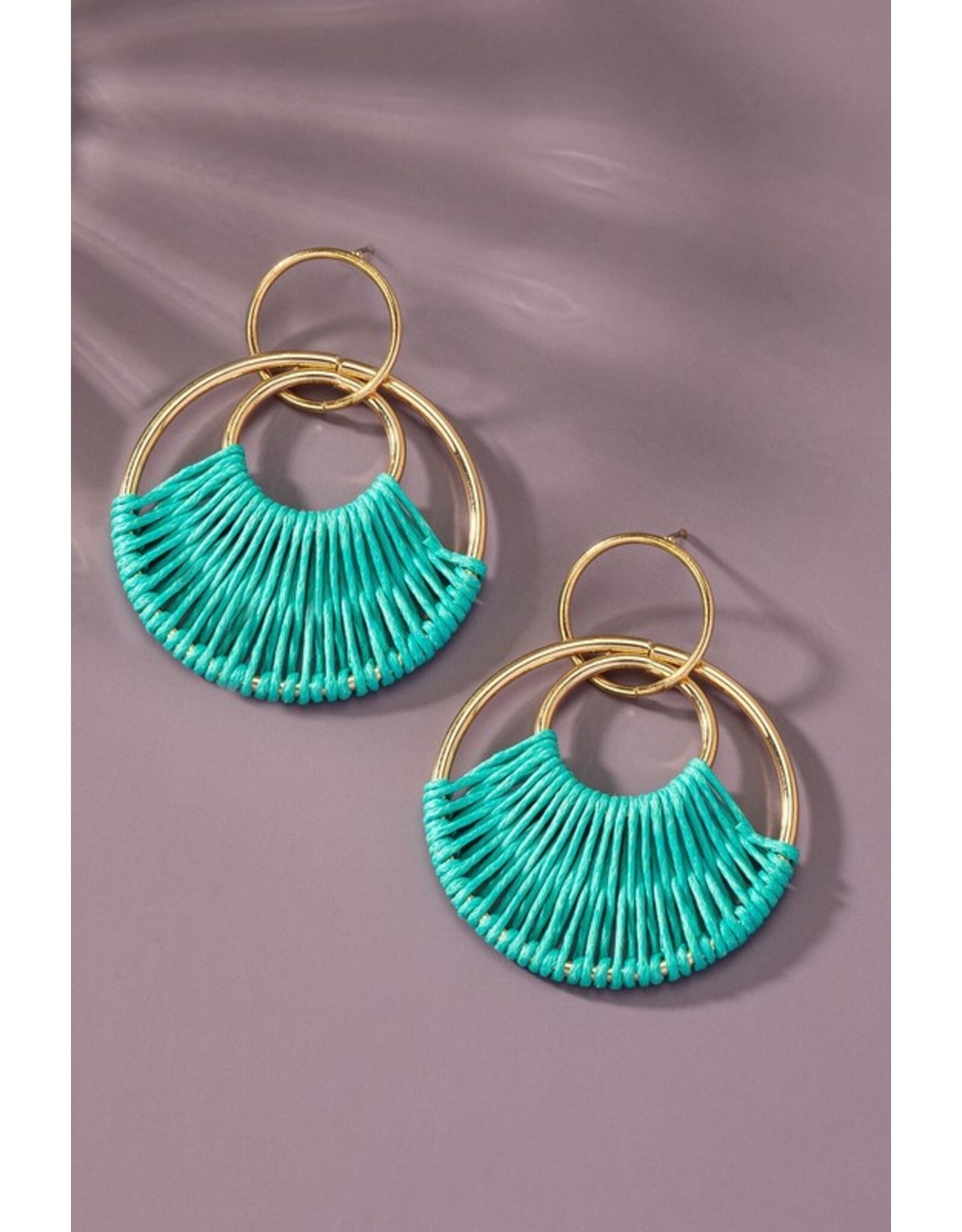 Turquoise Cord Hoop Earrings