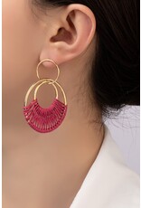 Fuschia Cord Hoop Earrings