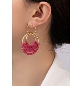 Fuschia Cord Hoop Earrings