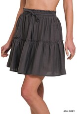 Zenana Premium Grey Tiered Mini Skirt