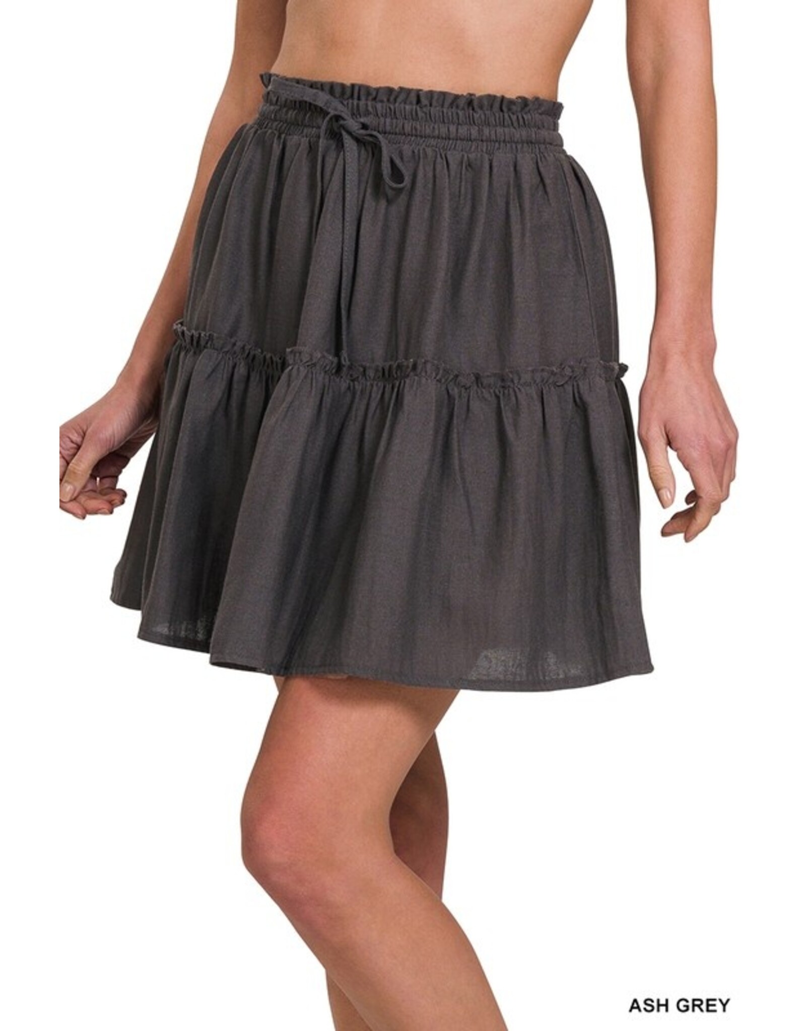 Zenana Premium Grey Tiered Mini Skirt