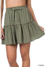 Zenana Premium Olive Tiered Mini Skirt