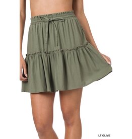 Zenana Premium Olive Tiered Mini Skirt